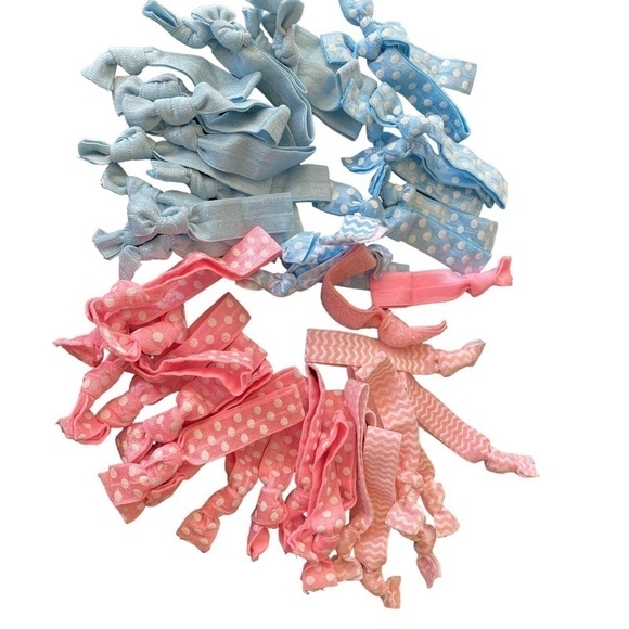 Baby Shower: Pack of 50 pink and blue ribbon hair ties NWOT - Picture 7 of 11